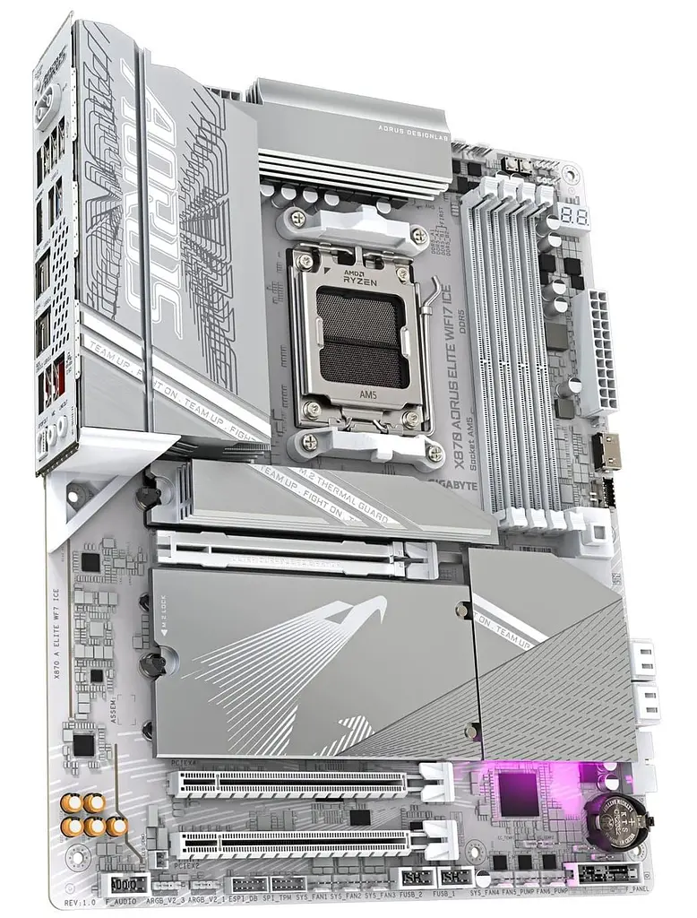 Материнська плата GIGABYTE X870 AORUS ELITE WIFI7 ICE (X870 AORUS ELITE WIFI7 ICE) (Socket AM5, AMD X870, ATX) - фото 3