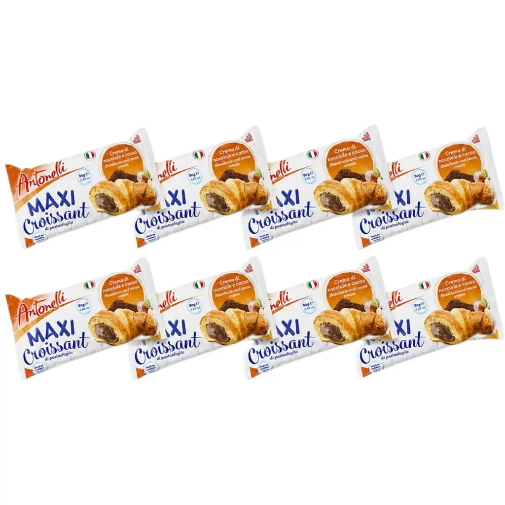 Круасани Antonelli Maxi Hazelnuts з горіховою начинкою 8 шт.
