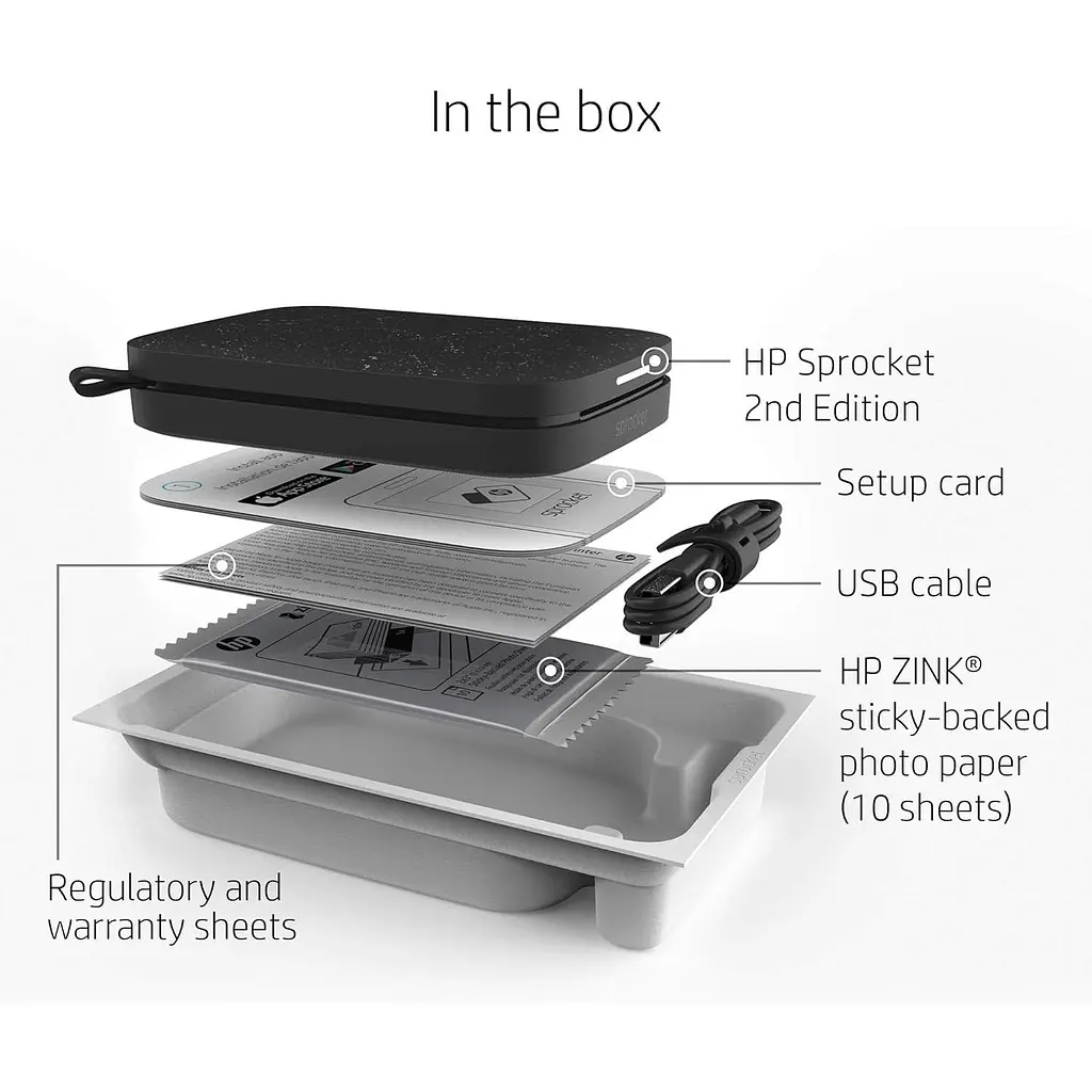 Портативный фотопринтер HP Sprocket 2x3 Black (HPISPB) [141280] - фото 5