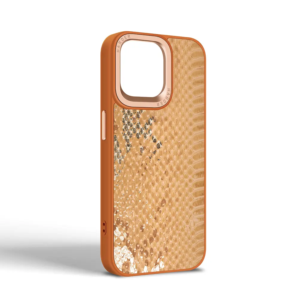 Кожаный чехол для Apple iPhone 14 Pro Max, Harder Snake Pattern, бежевый, термополіуретан ТПУ + экокожа с текстурой змеиной кожи, панель, защита корпуса, противоударный, микрофибра, рамка вокру камеры, защита всего корпуса, (ARM76812) - фото 2