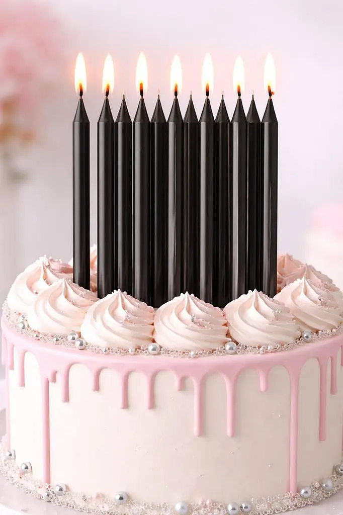 Набор свечей для торта 12 шт черный, тонкие праздничные свечи slim candles для дня рождения, декоративные свечи для украшения торт - фото 2