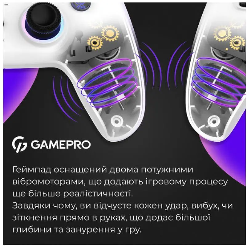 Геймпад Bluetooth джойстик GamePro GPS-13W Bluetooth 5.3/USB (PC/iOS/Android/PS3/PS4) RGB White - фото 8