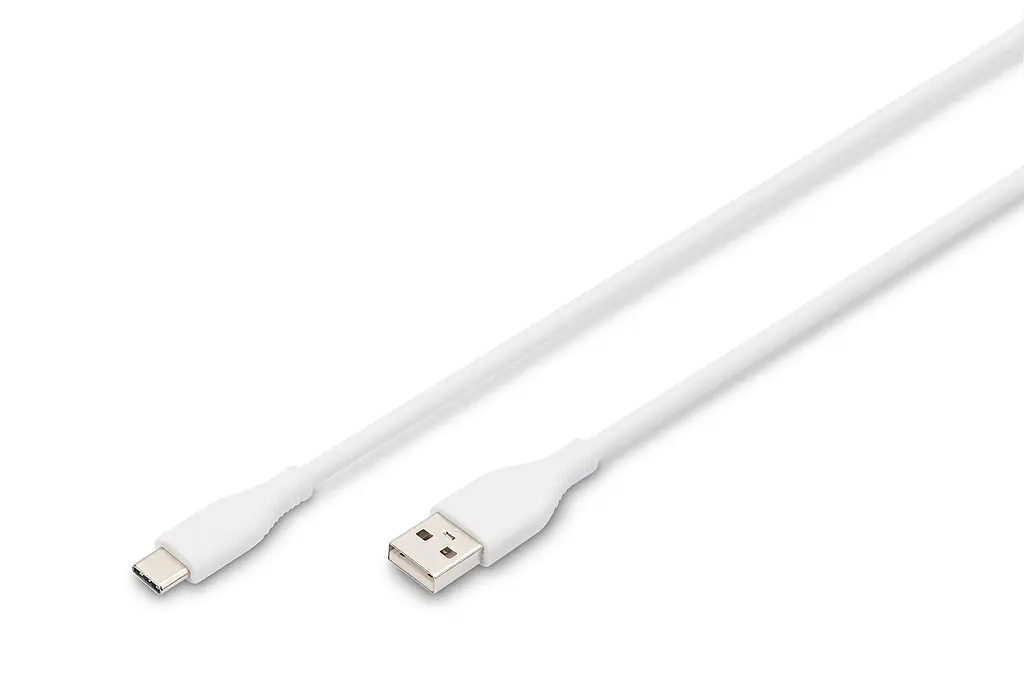 Кабель Digitus USB-A > USB-C зарядка/синхронизация, USB 2.0, 60W, силиконовый, 2м, белый teh0013662 - фото 2
