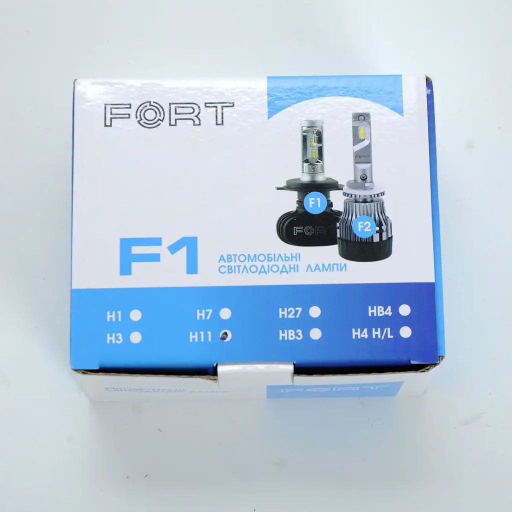 LED лампи автомобільні FORT F1 H11/H8 радіатор 4000Lm/CSP Chip/28W/5000K/IP65/12-16V 2шт - фото 2
