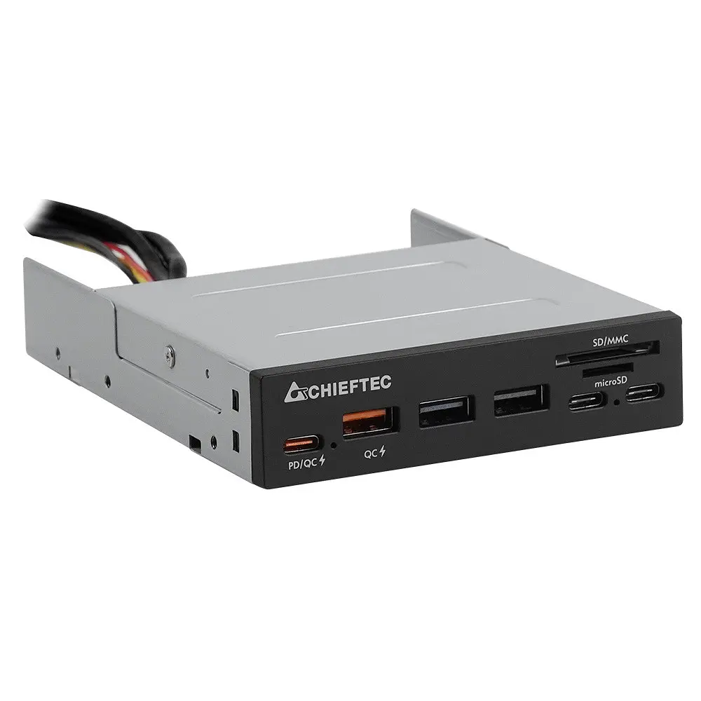 Картрідер Chieftec Card Reader 2x USB3.2, 2x Type-C, 1x PD3.0, 1x QC3.0 USB, внутрішній, 3.5 чорний CRD-908H (CRD-908H) - фото 2