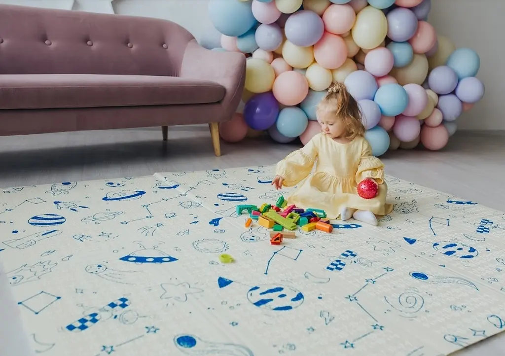 Дитячий двосторонній складаний килимок Poppet Світ тварин і Графічний космос, 200х180 см (PP004-200) - фото 9