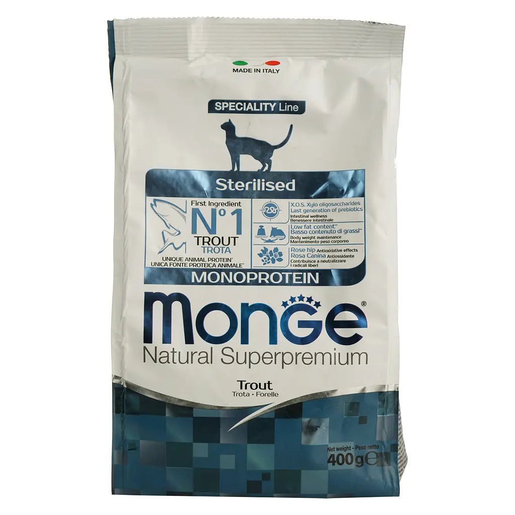 Сухой корм Monge Cаt Monoprotein Sterilised с форелью, 400 г (70005463) - фото 2
