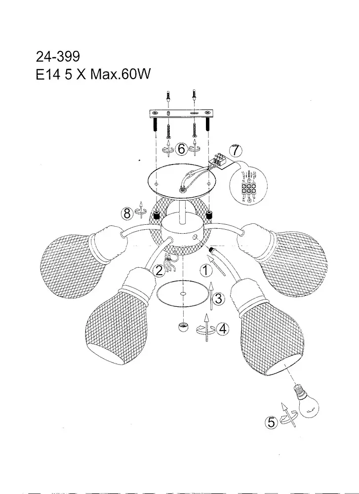 Люстра потолочная Brille в зал E27 60W AB (BL-974C/5) - фото 9