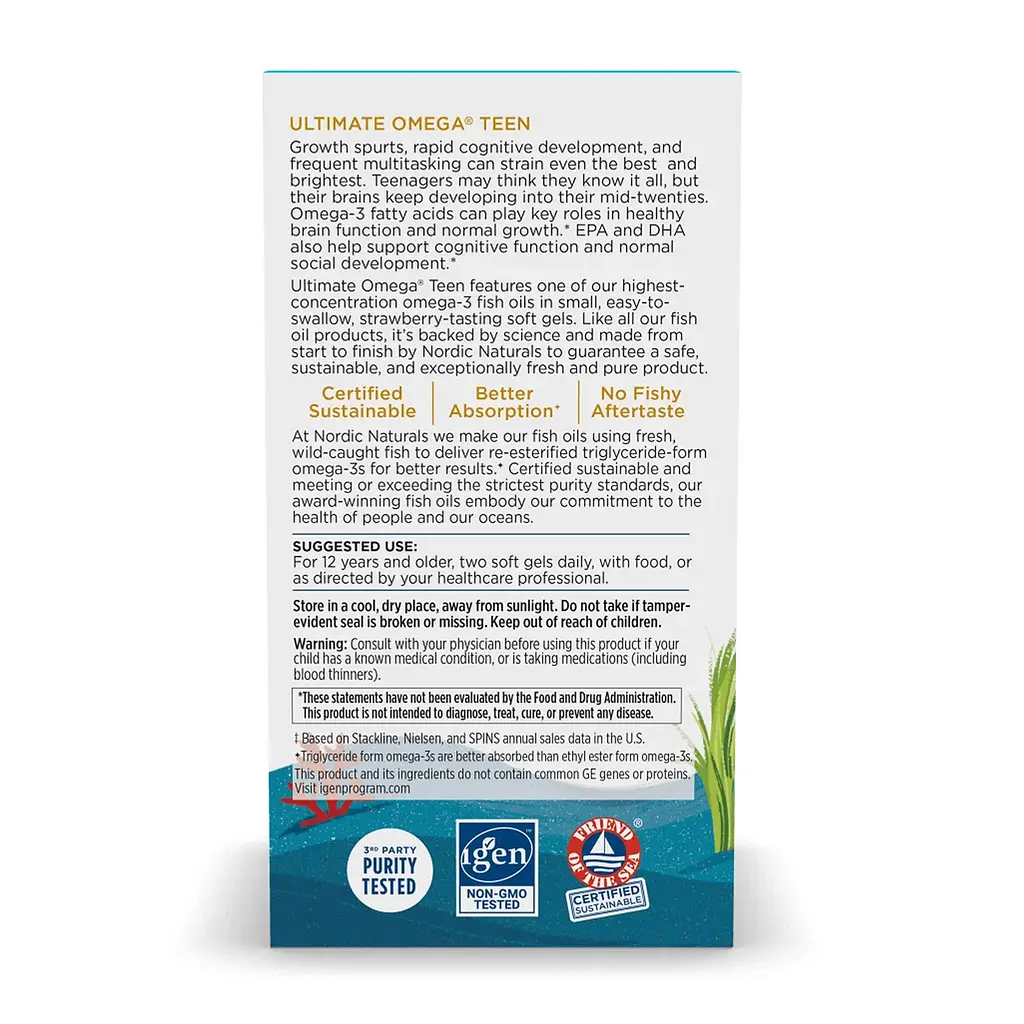 Омега-3 риб'ячий жир Nordic Naturals Ultimate Omega 2X Teen для серця, мозку та зору 60 mini softgels - фото 4