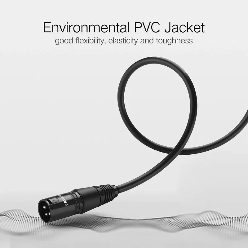 Мікрофонний кабель Ugreen AV130 XLR Male to Female Microphone Cable (Чорний, 1м) - фото 6