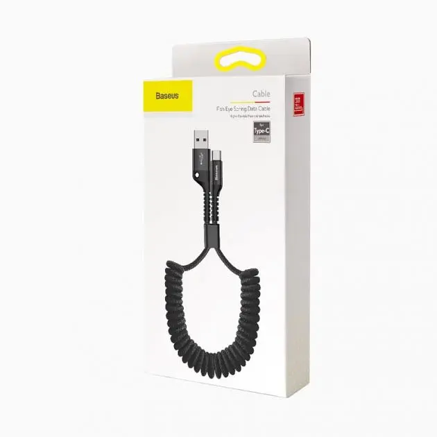 Кабель Baseus Fish eye Spring Data Cable USB For Type-C 1M Black - фото 2