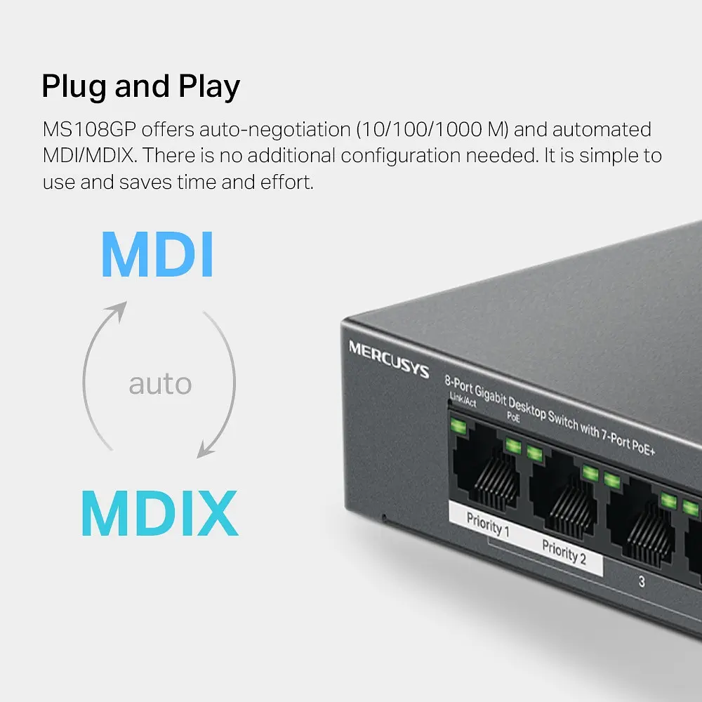 Комутатор Mercusys MS108GP - фото 9