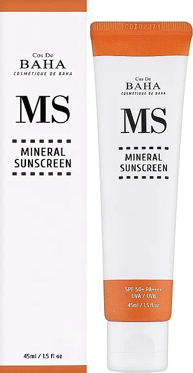 Мінеральний сонцезахисний крем Cos De BAHA MS Mineral Sunscreen SPF50+ 45 мл - фото 2