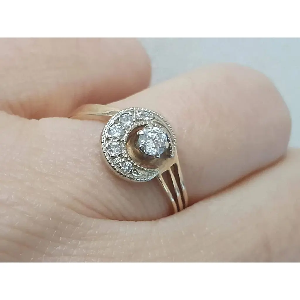 Золоте кільце ЮЗ "Багет" з діамантами. 9В410162536/14 18 - фото 2