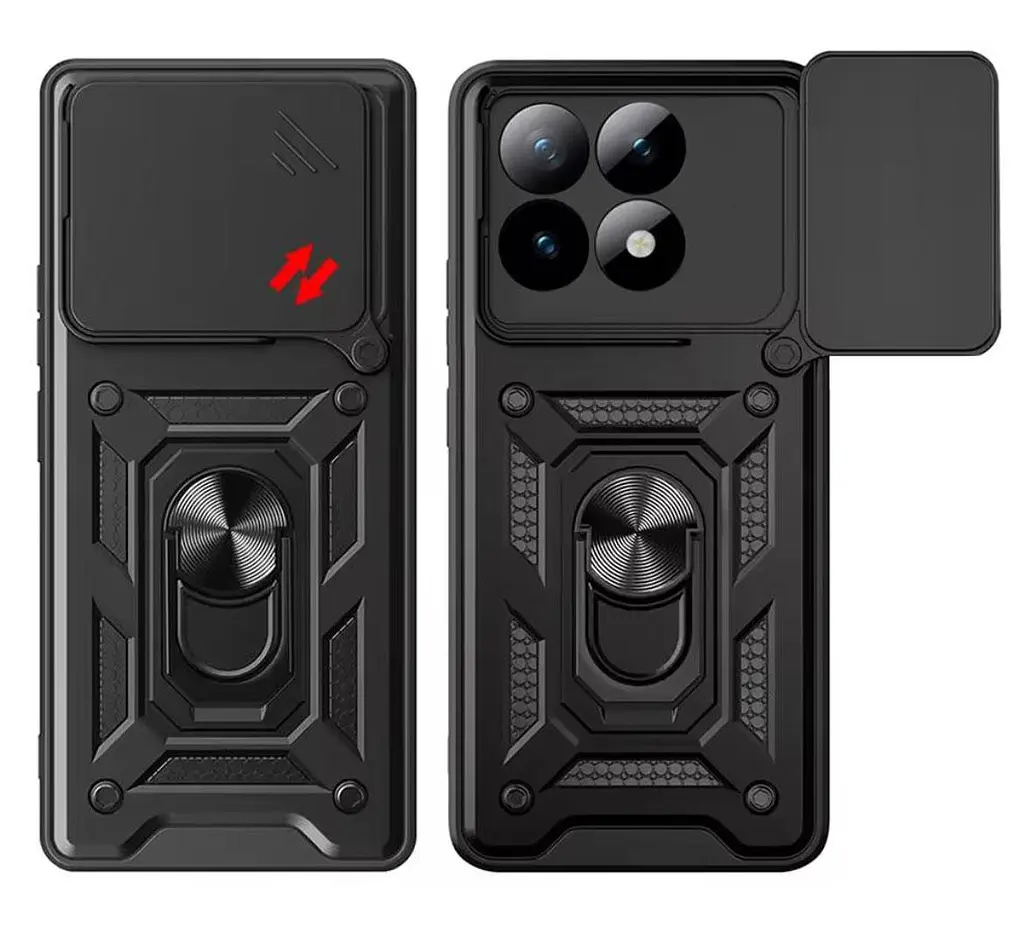 Чохол Primo Shockproof для Xiaomi 15T - протиударний, з підставкою і шторкою камери - Black - фото 4