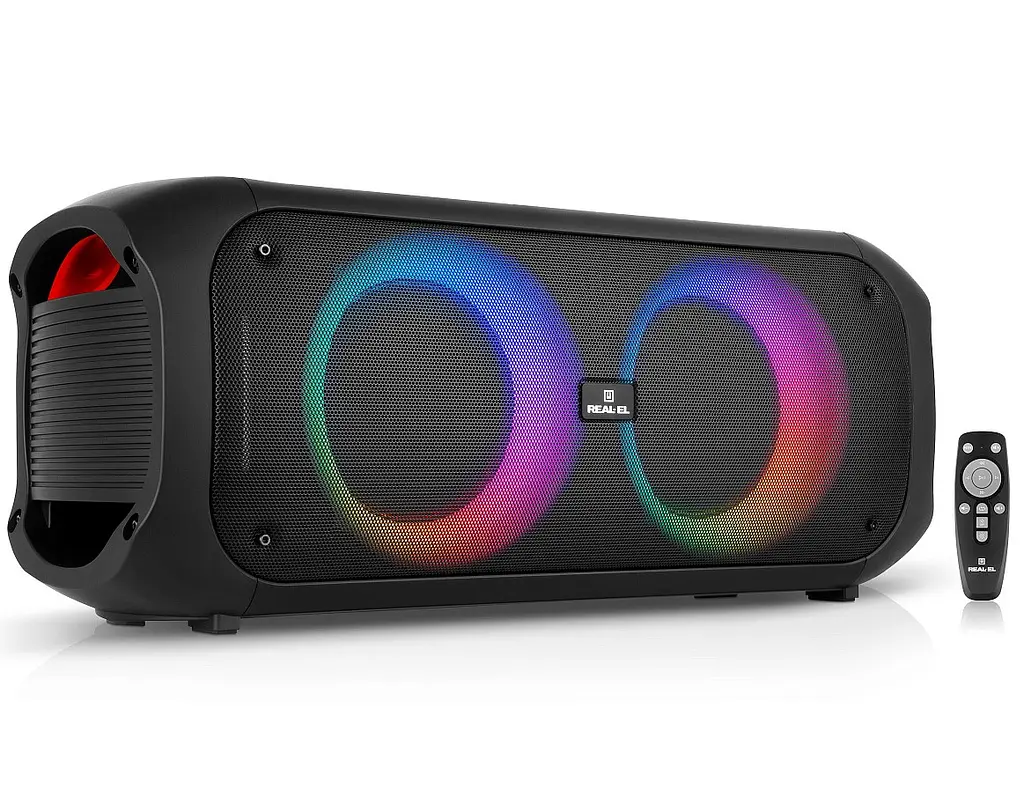 Портативна колонка REAL-EL X795 Boombox 70W Bluetooth, Echo Karaoke, TWS, RGB, Black - фото 3