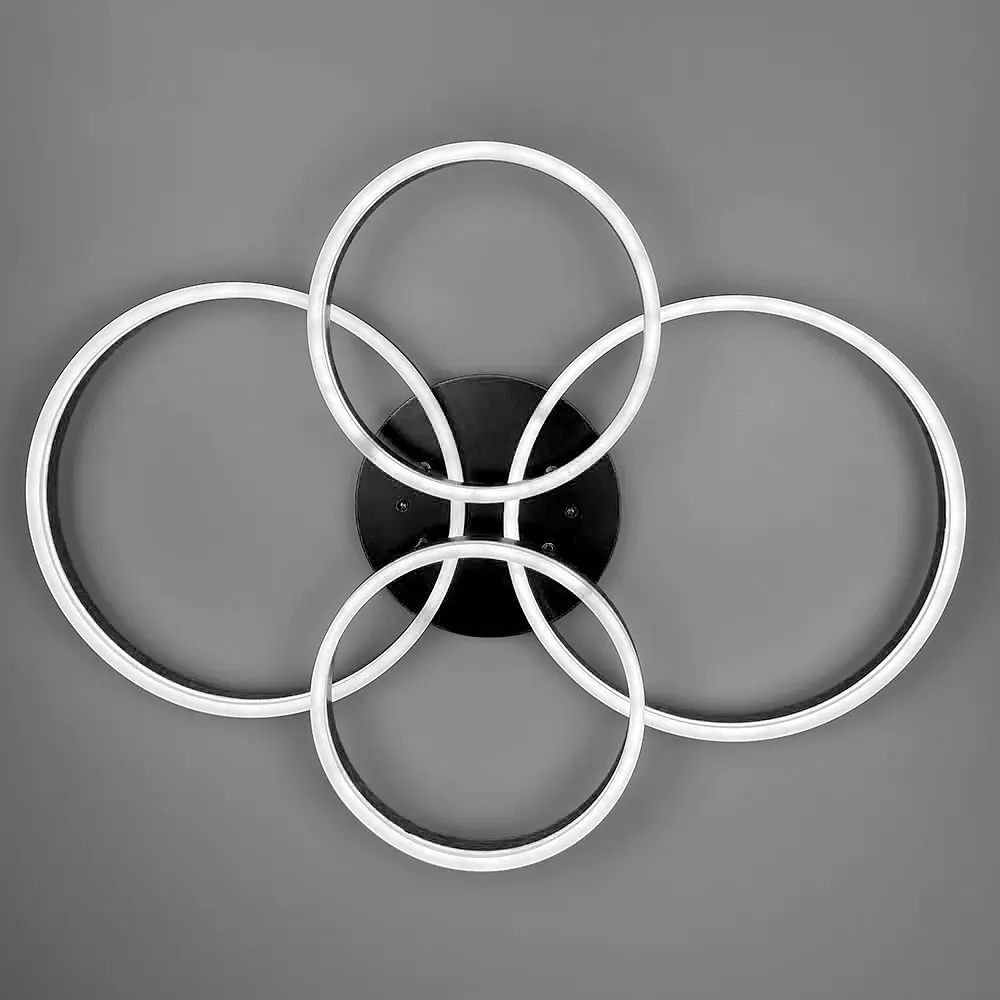 Черная потолочная LED люстра Anelli на 4 кольца Line F | Ст. A8008/2+2 BK - фото 2