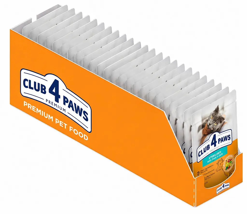 Влажный корм для стерилизованных котов Club 4 Paws Sterilized с говядиной в желе 80 г x 24 B5612311