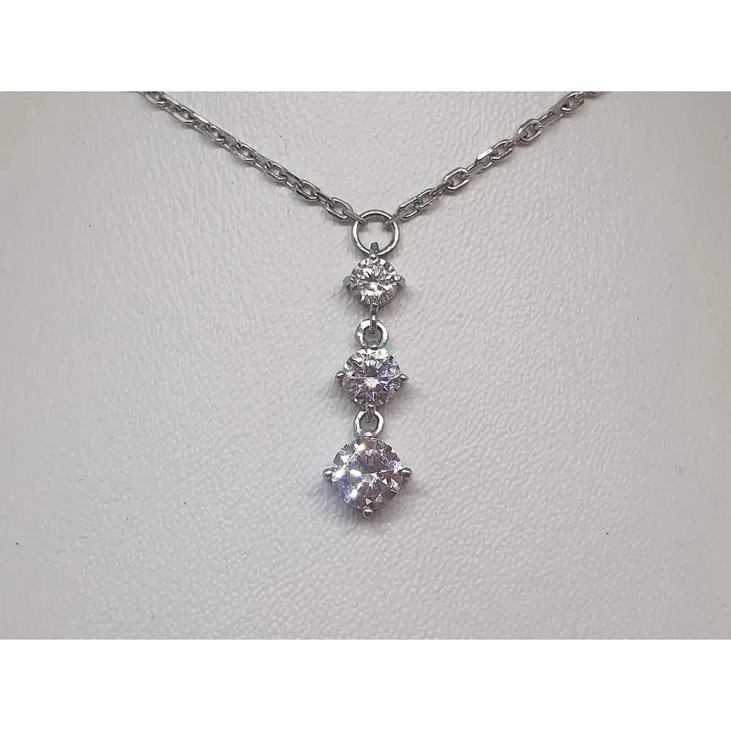 Срібне кольє Агні Луна з фіанітами. 8073Р-CZ ЕХО 40 - фото 2