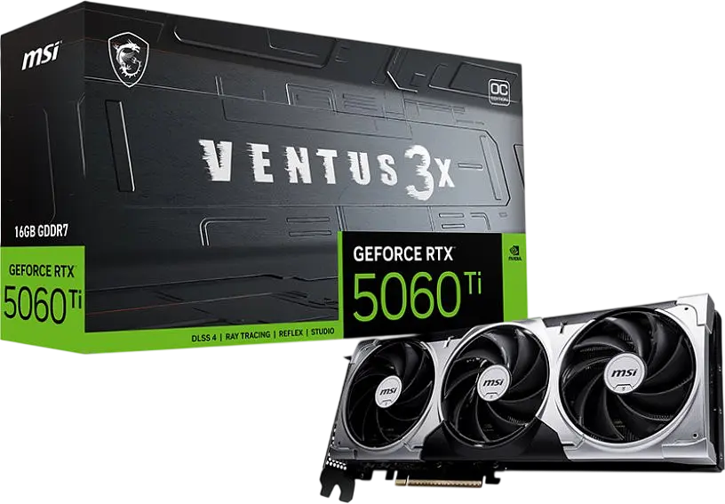 Відеокарта GeForce RTX 5060 Ti 16GB MSI Ventus 3X OC (RTX 5060 Ti 16G VENTUS 3X OC)