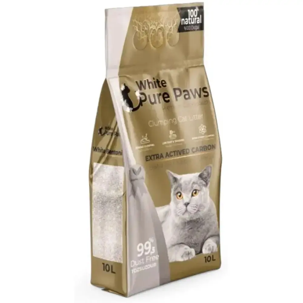 Наповнювач для котячого туалету White Pure Paws Extra Активованим вугілля, 10 л