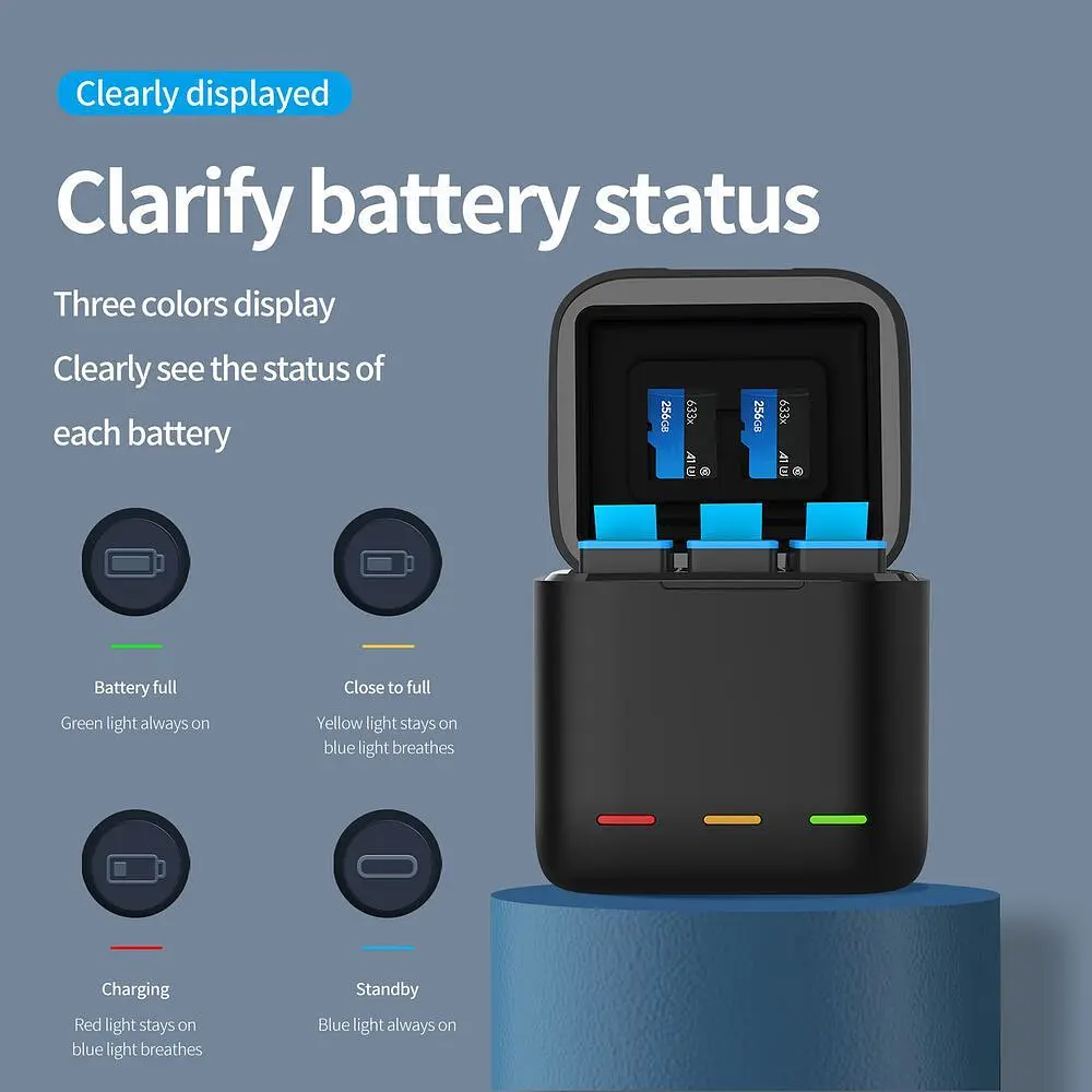 Зарядний пристрій Telesin 3-Channel Battery Charger для HERO 9/10/11 (GP-BCG-901) [76677] - фото 11