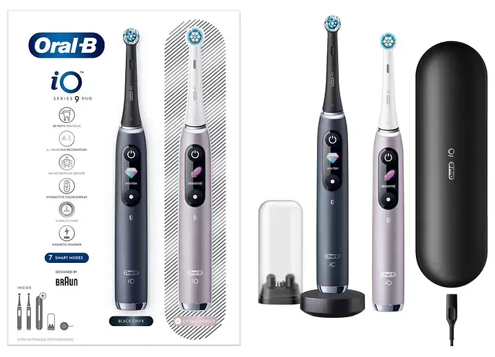 Зубні щітки BRAUN Oral-B iO Series 9 DUO iOM9d.2J2.2AD Рожева+Чорна (2) - фото 2