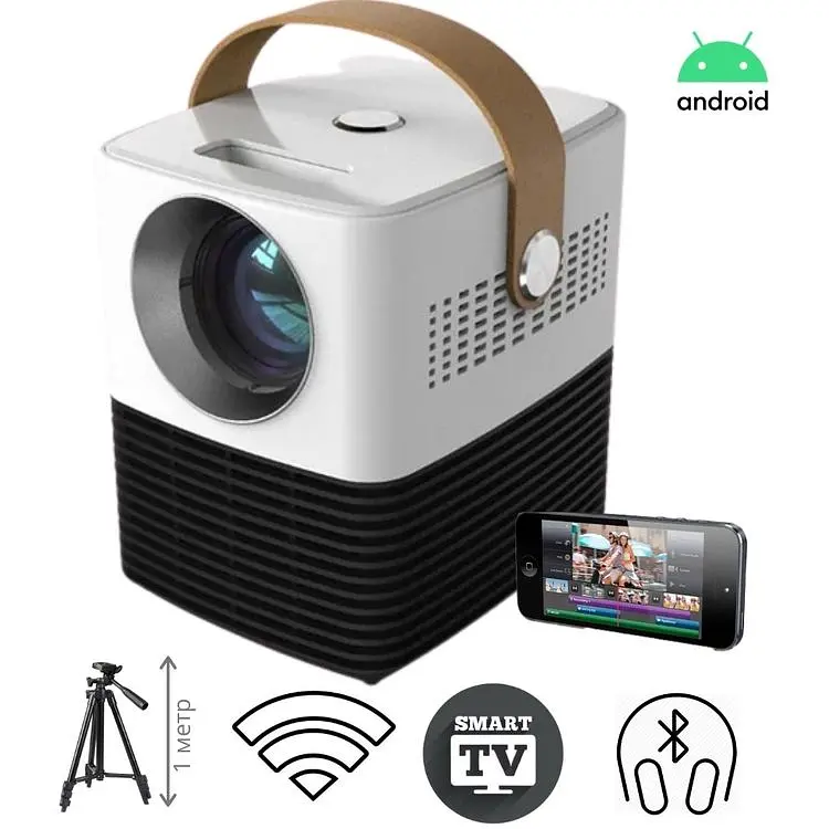 Smart проектор на Android портативный XPRO Panoplus Zebra 3000 lm с подключением к iOS и Android для офиса, домашнего кинотеатра + Аэромышь (15415_651) - фото 5