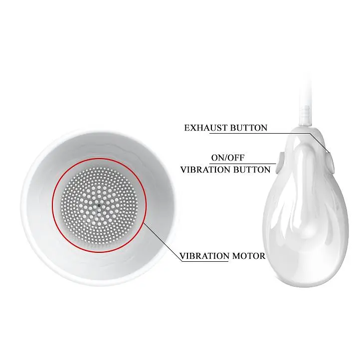 Помпа для грудей Pretty Love Breast Vibrating Massager 7 см білий - фото 6
