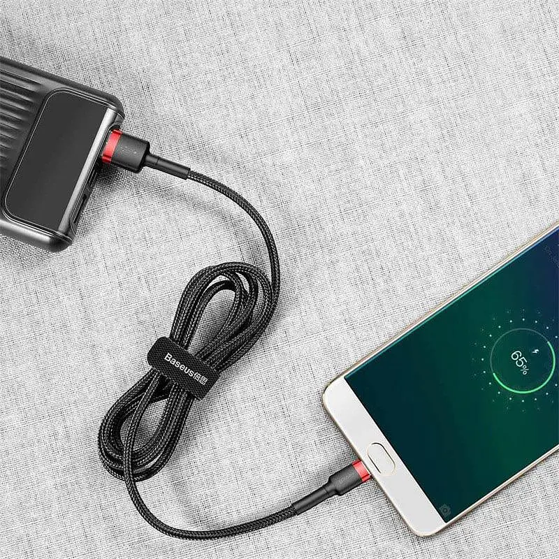 Кабель USB Micro - BASEUS cafule 2 метра усиленная оплетка (CAMKLF-C91) черно красный - фото 3