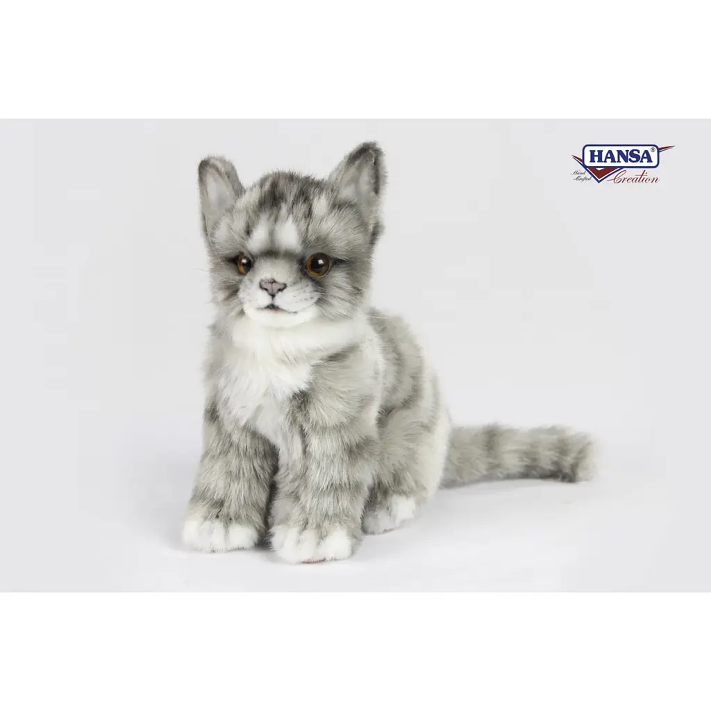 Мягкая игрушка Hansa Котенок жаккардовый серый сидящий 19 см (7177) - фото 2