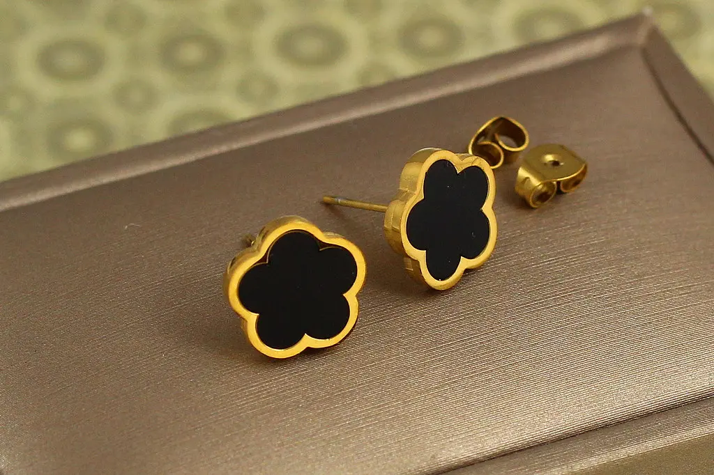 Сережки Stainless steel гвоздики Black Blossom лимонні - фото 2