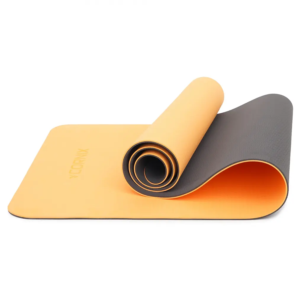 Килимок спортивний Cornix TPE 183 x 61 x 0.6 см для йоги та фітнесу XR-0001 Orange/Black - фото 2