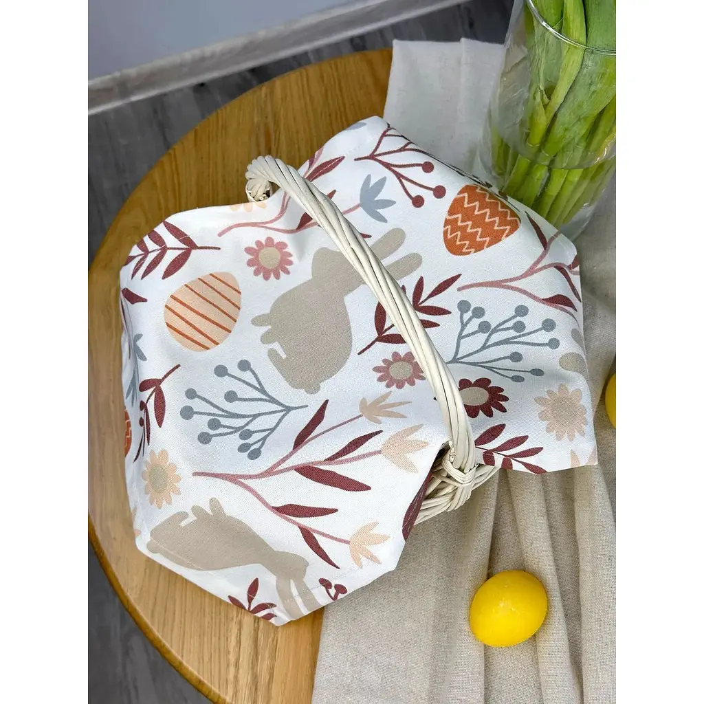 Пасхальное полотенце водоотталкивающее для корзины Пасхальные зайчики 40х30 см Белый - фото 5