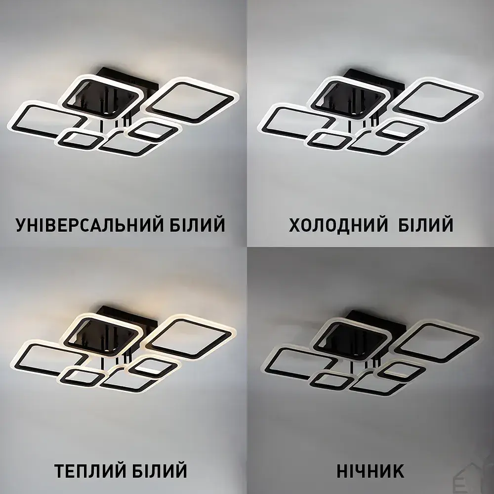 Керована світлодіодна люстра OVAL 75 Bт 6S 810x600x175 мм Чорна ESLLSE - фото 3