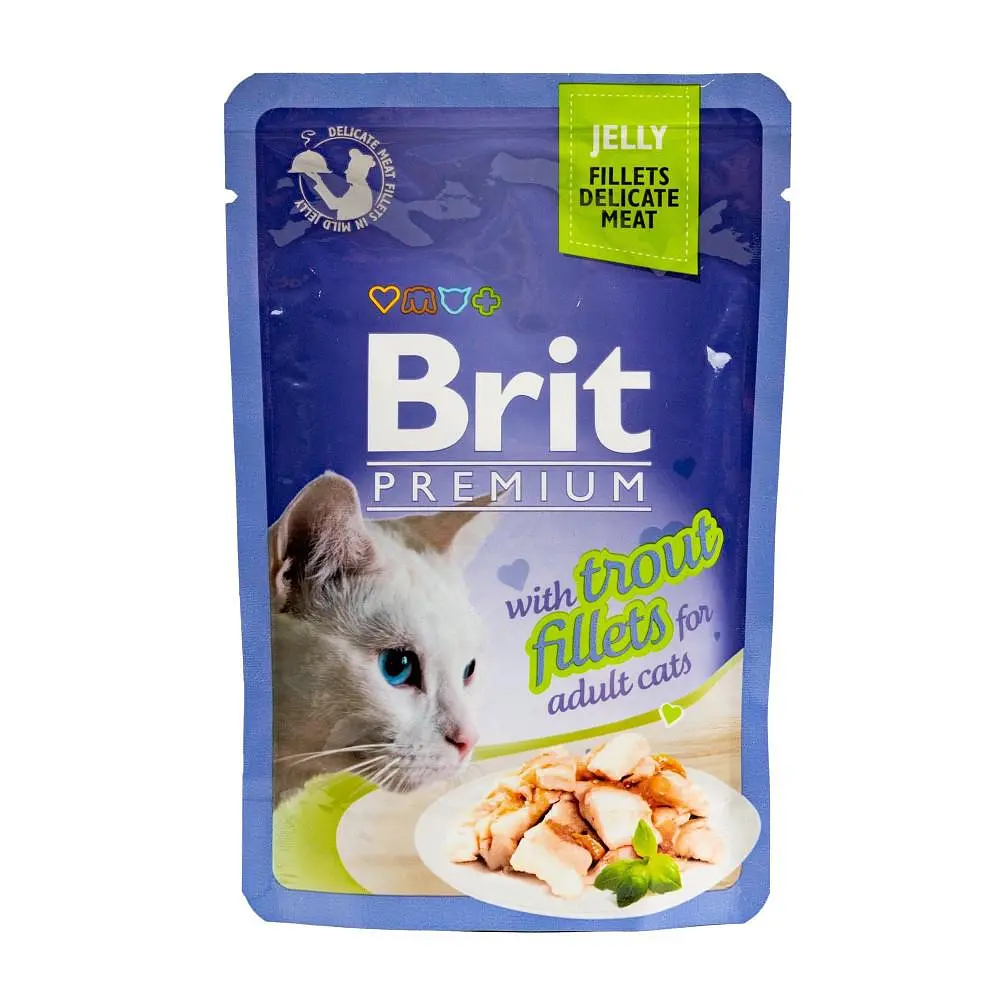 Вологий корм Brit Premium Cat Pouch для кішок, філе форелі в желе, 85 г - фото 3