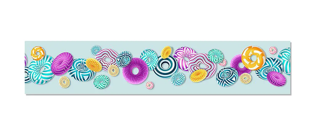 Кухонний фартух Happy Pocket Яскраві пончики сфери ПВХ для декору 60х300 см Їжа Синій Z184578 - фото 7