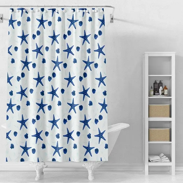 Шторка для ванної кімнати Eco Fabric з принтом 180*180 см Морські зірки (EF-1803-C) - фото 3