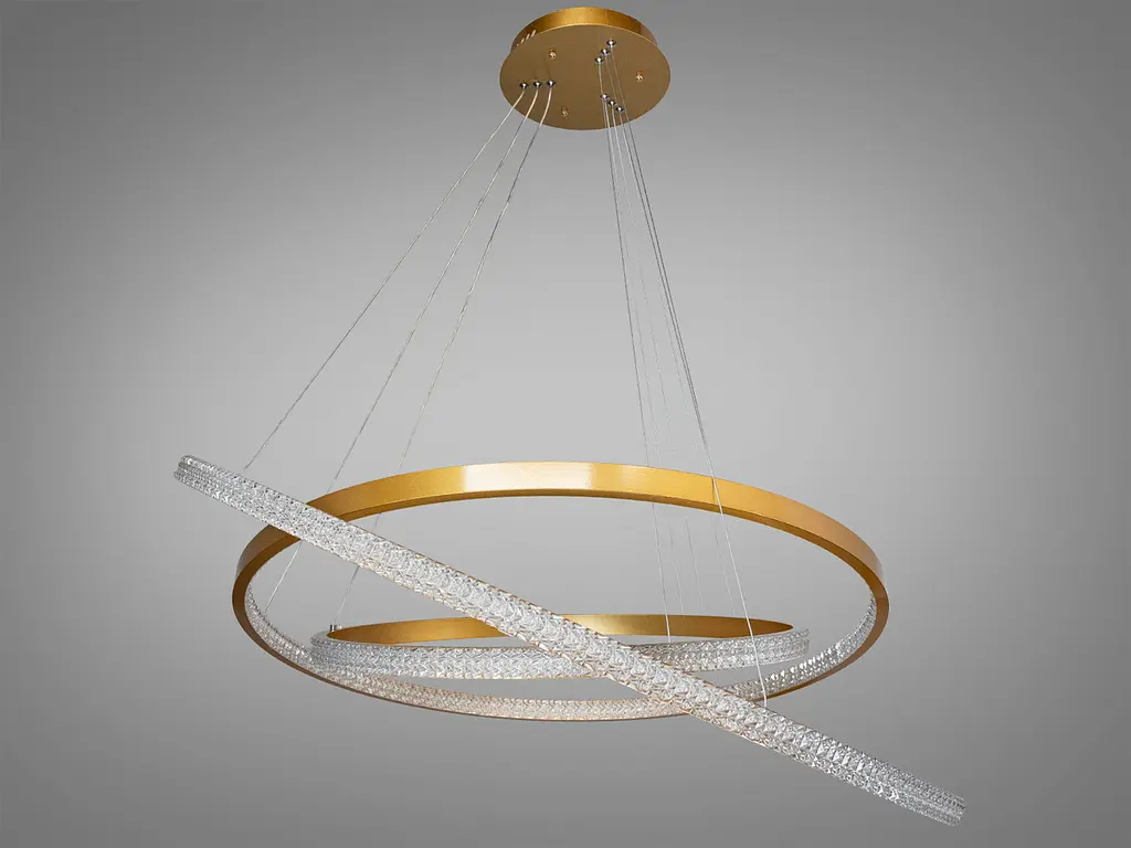 Стельова люстра LED Diasha D2489-1000+800+600G 165W, золото, діаметр 100 см, для вітальні - фото 4