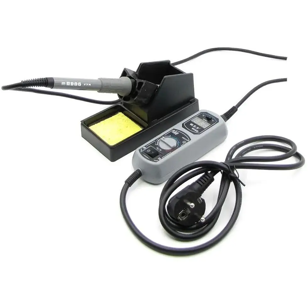 Паяльник WEP 908D с подставкой 65W, цифровая индикация, аналоговая регулировка t 200-480 гр C, жало, с портативным блоком управления - фото 3