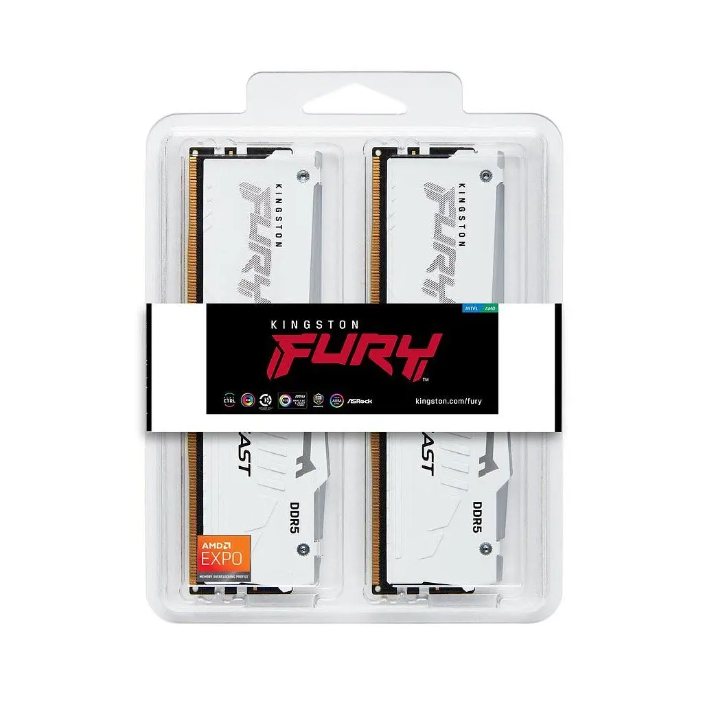 Модуль пам'яті для комп'ютера DDR5 64GB (2x32GB) 6000 MHz Beast White RGB EXPO Kingston Fury (ex.HyperX) (KF560C30BWEAK2-64) - фото 4