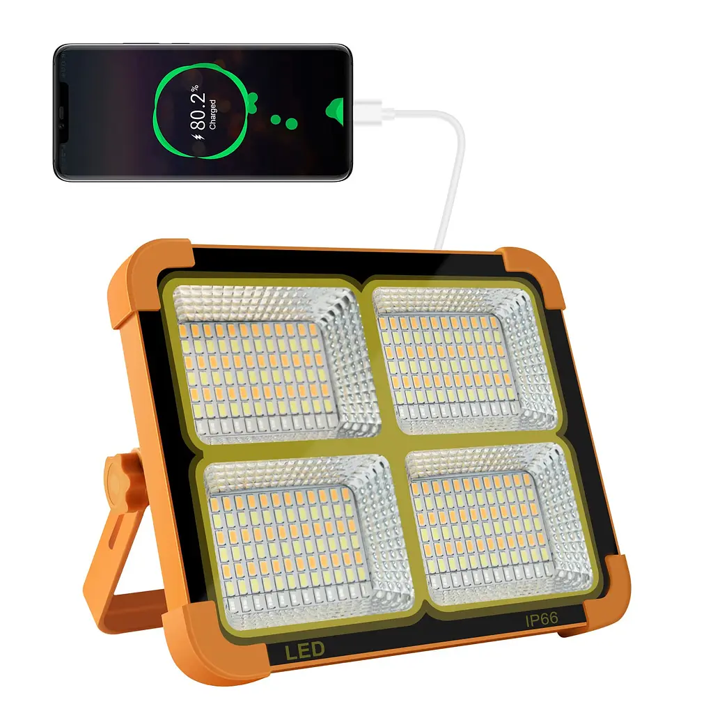 Акумуляторний прожектор із сонячною панеллю 100W / Світлодіодний Solar LED ліхтар 2400mAh - фото 3