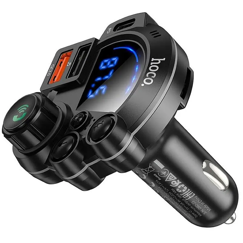 АЗУ FM модулятор Hoco DFM01 Legend 20W+QC3.0 (2USB-A/1C) Black - фото 5