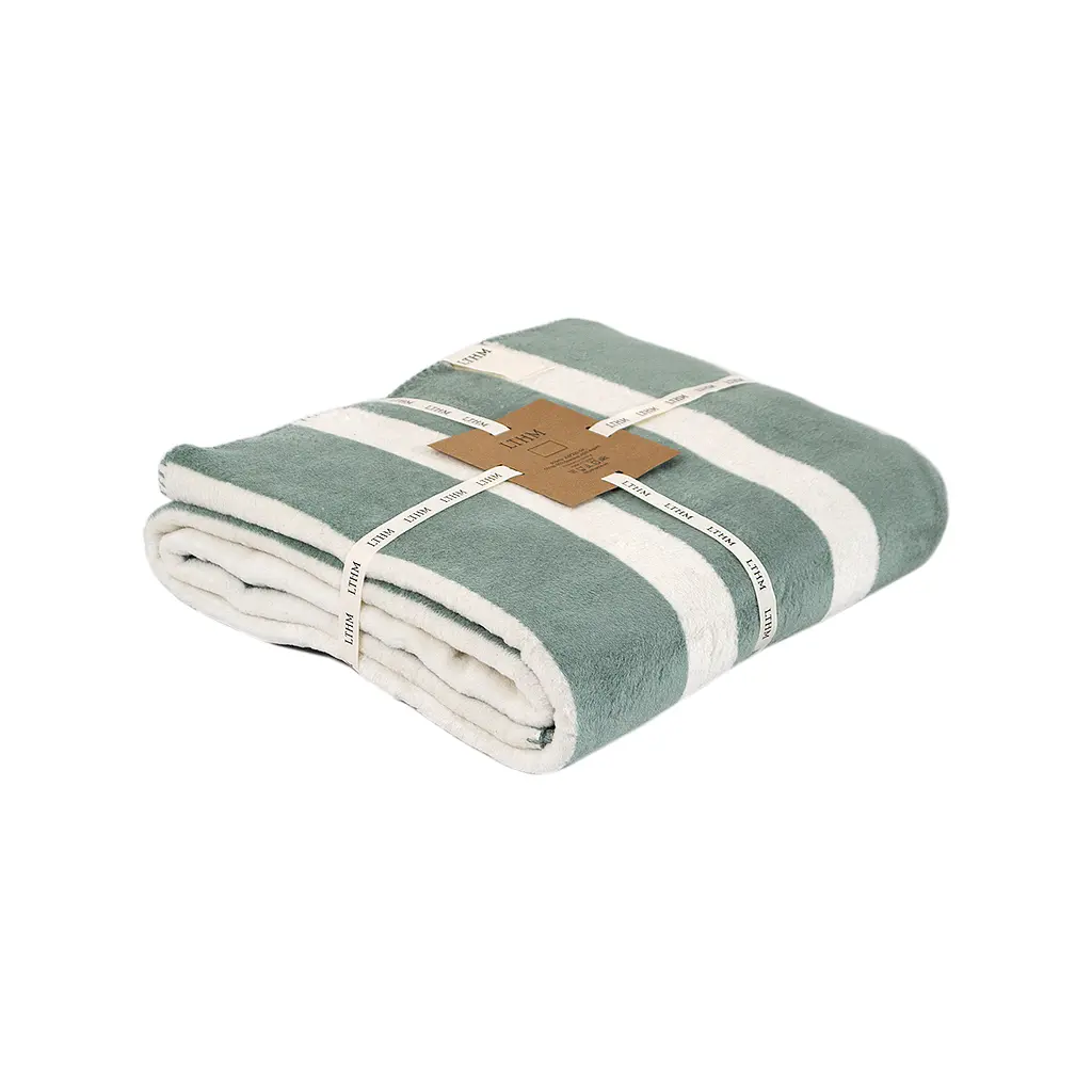 Плед Lotus Home - Infinity Stripe зеленый 200x220 - фото 5