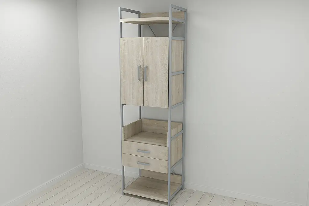 Шафа Гардероб Уні секція 5 серії Конект Ferrum-decor 220x60x50см Сірий метал ДСП Дуб Сонома 32 мм (FRD-104517) - фото 2