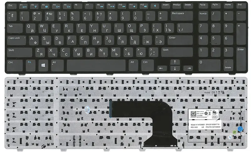 Клавіатура для ноутбука Dell Inspiron (3721, 5721, 3737, 5737) Чорна, (Чорна рамка) - фото 3