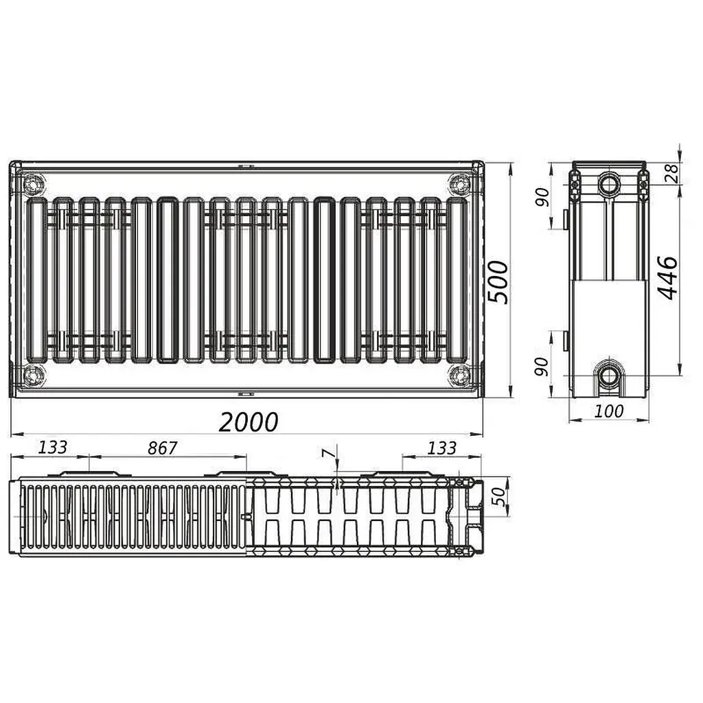 Радиатор стальной панельный Queen Therm 22 бок 500x2000, Белый - фото 5