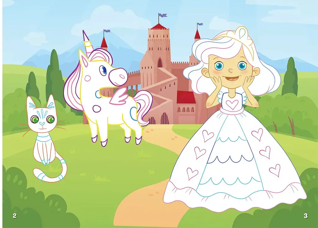 Первая раскраска Кристал Бук Принцессы, с цветным контуром, с наклейками, 8 страниц (F00023902) - фото 3