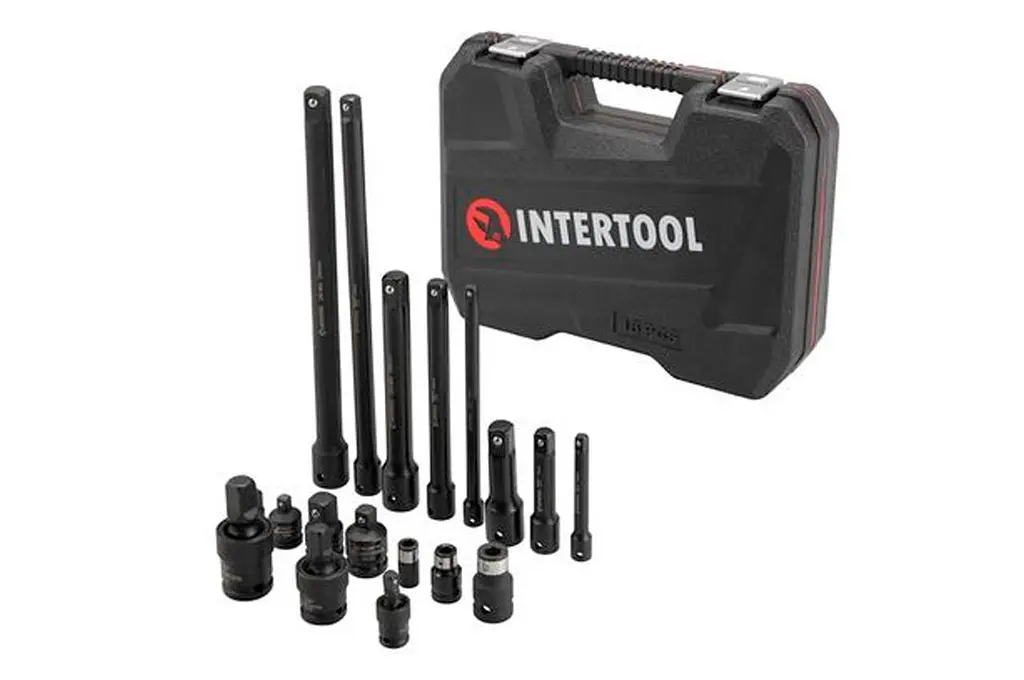 Набір перехідників і подовжувачів ударних для торцевих головок Intertool Storm ET-8513 1/4" x 3/8" x 1/2" x (у наборі 18 предметів) - фото 3