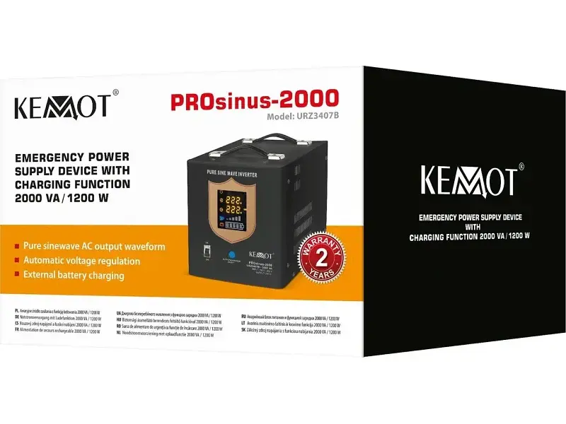 Гібридне ДБЖ/інвертор Kemot PROsinus-2000 24V 230V 2000VA/1400W (URZ3428B) - фото 4